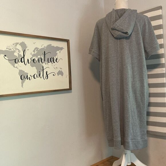 Soft Surroundings Gray Short Sleeve Quarter Zip Hooded Sweatshirt Dress Size 1X - Picture 6 of 9